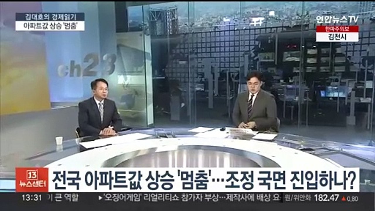 [김대호의 경제읽기] 전국 아파트값 상승 '멈춤'…조정 국면 진입하나?