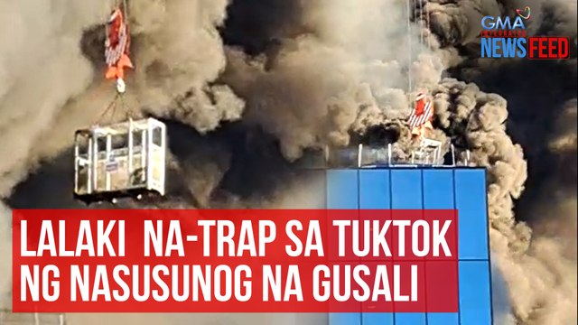 Lalaki na-trap sa tuktok ng nasusunog na gusali | GMA Integrated Newsfeed