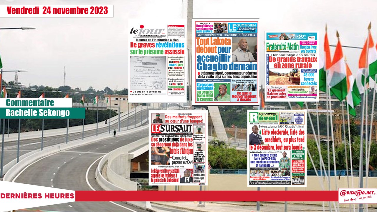 Titrologue 24 Novembre 2023/Titrologue 24 Novembre 2023/Meurtre de l'institutrice à Man des révélations sur le présumé assassin