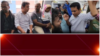 KTR Campaign In Metro Rail సామాన్యుడి లా రామన్న | Telugu Oneindia