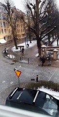 Pedestrians and Cyclists Meet Their Match on an Icy Street
