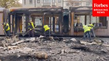 Cleanup Crews Deal With Wreckage After Chaotic Night Of Rioting In Dublin, Ireland
