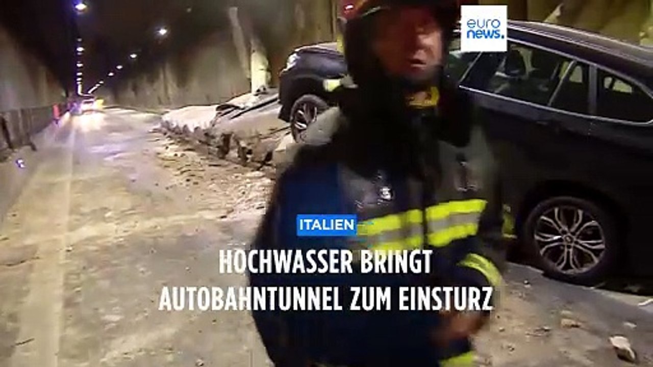 Überschwemmungen in Italien bringen Autobahntunnel zum Einsturz