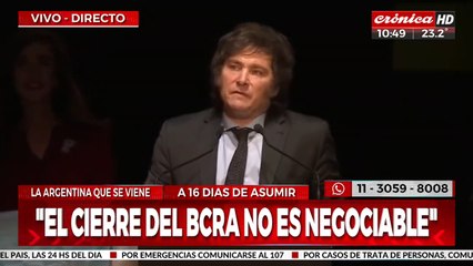 Nuevo comunicado de Javier Milei: "El cierre del Banco Central no es negociable"