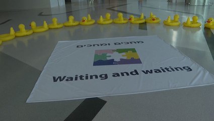 Toy ducks welcome expected return of hostages at Israeli children’s hospital