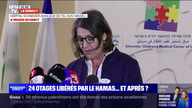 Otages libérés par le Hamas: Nous ferons notre possible pour traiter de la meilleure manière la santé psychologique et physique des otages , affirme la directrice de l'hôpital Schneider de Petah Tikva