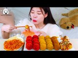 ASMR MUKBANG| Fire noodles, Takoyaki, and Cheese ball(Cheetos, BBURINKLE)