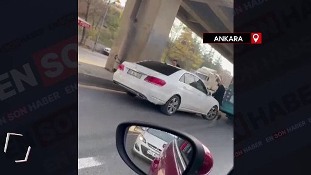 Ankara'da otobüs şoförü ile kadın sürücünün sollama tartışması
