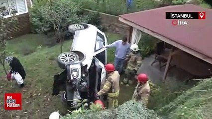 Üsküdar'da 4 metre yükseklikten düştü, kameraya kalp işareti yaptı