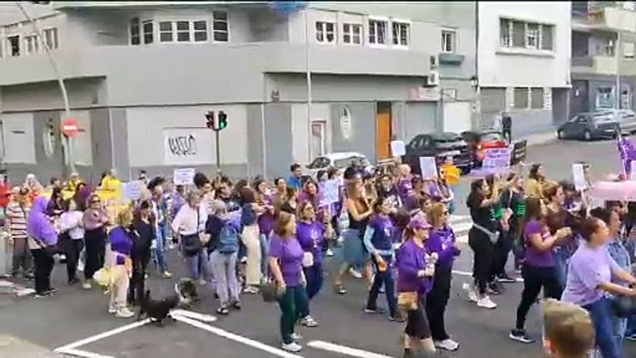 Cientos de manifestantes marchan en Tenerife es...