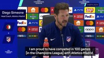 Simeone 'proud' of UCL milestone with Atletico