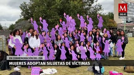 En CU, mujeres adoptan siluetas de víctimas en conmemoración del 25N