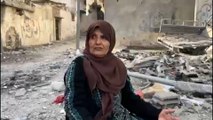 مسنة فلسطينية تبعث رسالة صمود من فوق منزلها المدمر جراء القصف الإسرائيلي