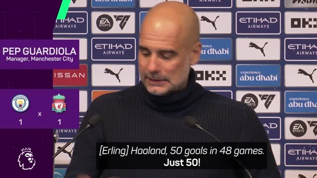 Guardiola asks team to 'find' Haaland more after record-breaking goal