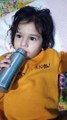 Cute Trishu asking her father to sleep aside her when she drinking milk -dm