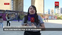 Colectivos feministas llegan al Monumento a la Revolución para marchas del 25N