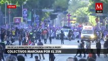 Nueva marcha de colectivos por el 25N se dirige hacia el Zócalo Capitalino en CdMx