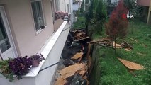 Kocaeli'de şiddetli rüzgarın etkisiyle çatı çöktü