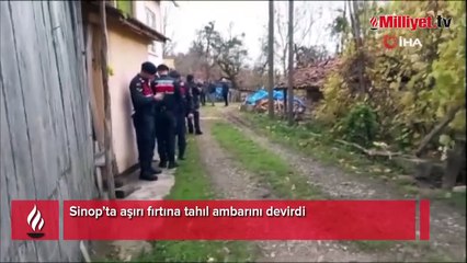 Sinop’ta aşırı fırtına tahıl ambarını devirdi
