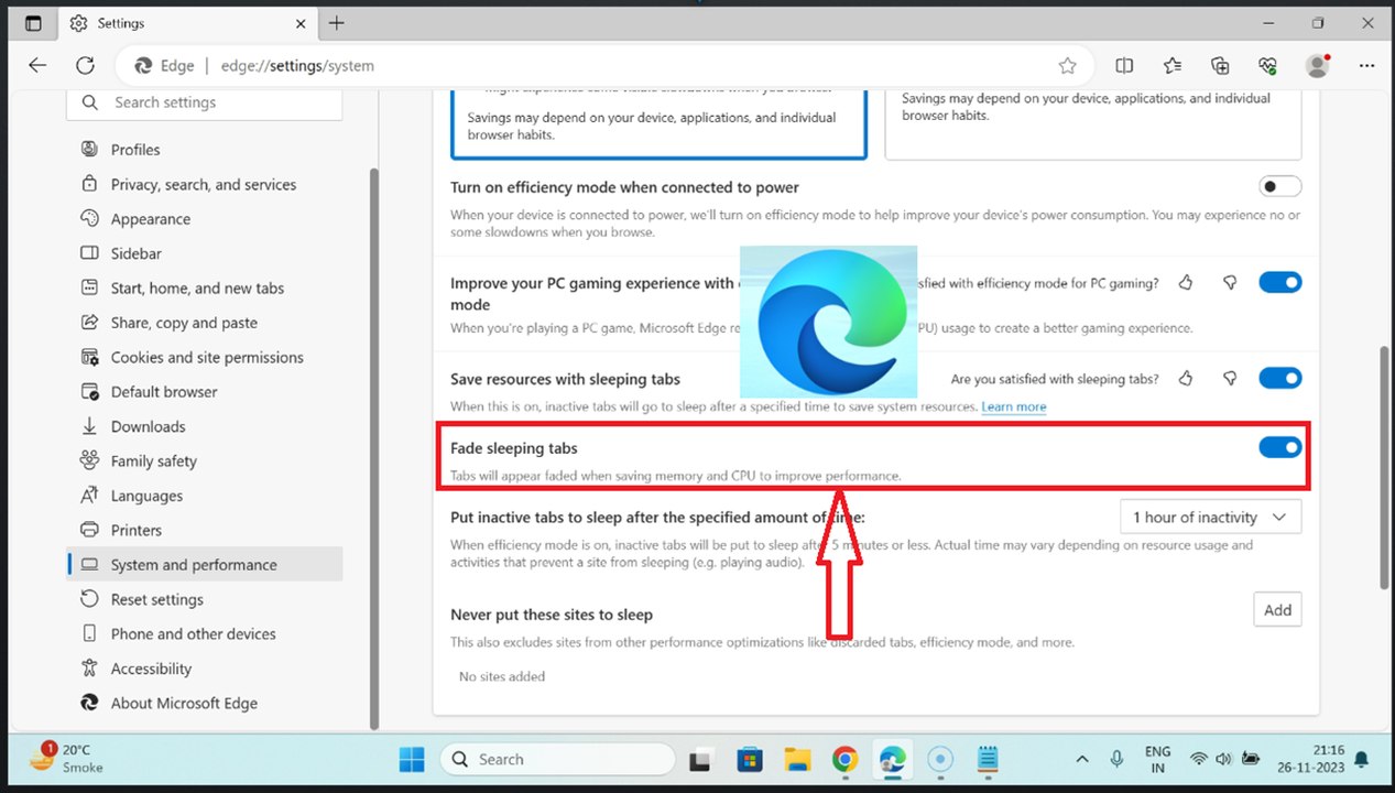 How to Enable Fade Sleeping Tabs in Edge Browser on Windows 11?