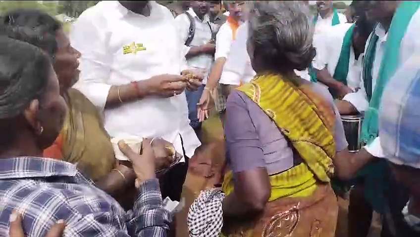 நடைபயணத்தின் போது வயலில் இறங்கி நாற்று நட்ட அண்ணாமலை; நெகிழ்ச்சியுடன் பார்த்த விவசாயிகள்