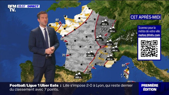 Un temps pluvieux sur une grande partie du pays et de la neige en altitude ce lundi