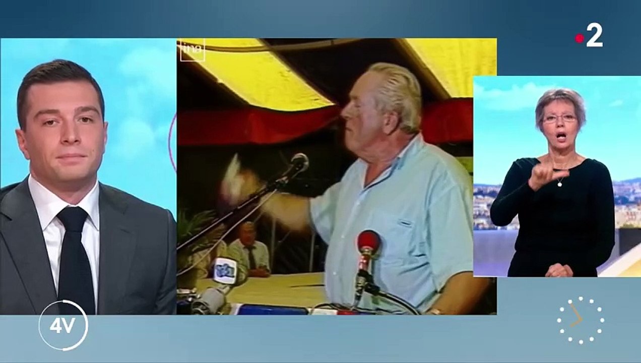 Thomas Sotto recadré par son invité, Jordan Bardella, dans "Télématin" sur France 2