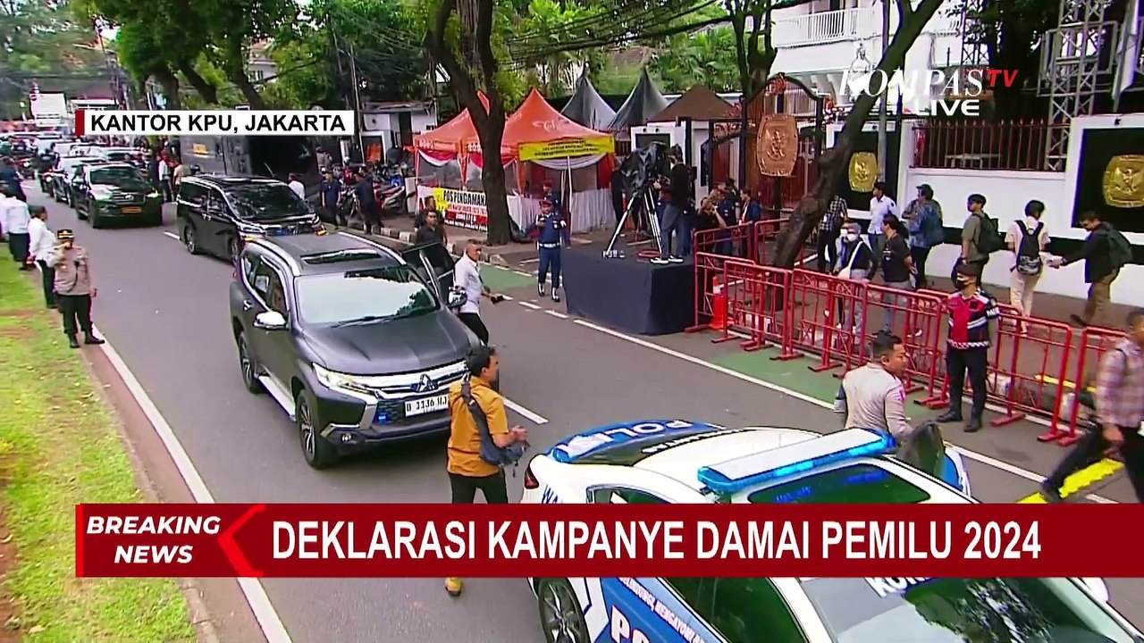 Momen Kedatangan Ganjar, Anies-Muhaimin di Deklarasi Kampenye Damai Pemilu 2024
