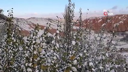 Kapadokya'da kartpostallık kar manzarası