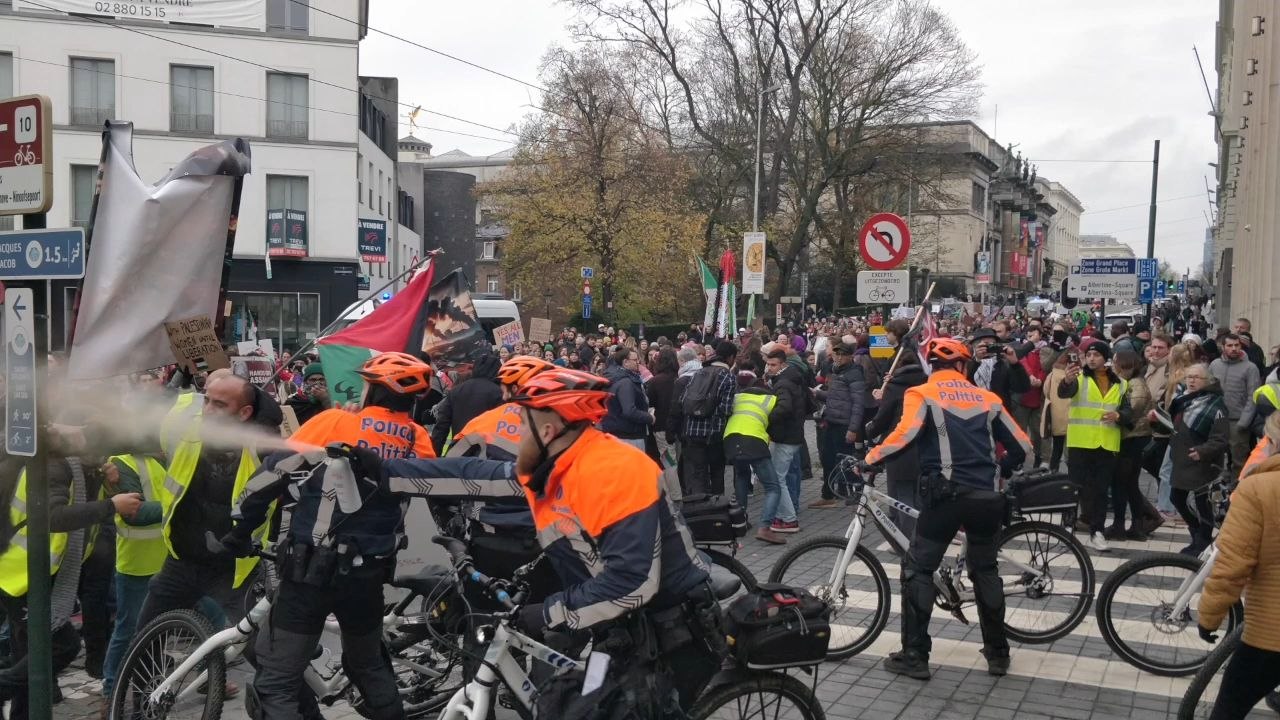 Un groupe manifestant contre le conflit à Gaza crée un incident avec la police lors de la manifestation nationale pour la fin des violences faites aux femmes