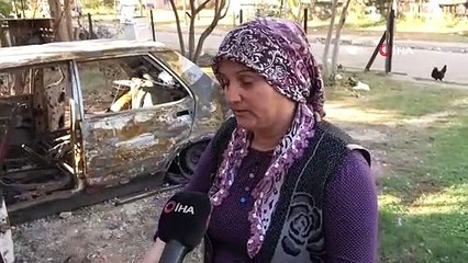 Önce oğlunu dövdüler sonra otomobili yaktılar