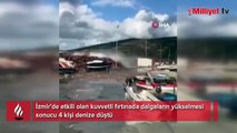 İzmir’de dev dalgalar bir anda yükseldi! 4 kişi denize düştü