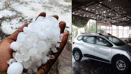 ये शिमला-मनाली नहीं गुजरात है जनाब! आसमान से गिरने लगे पत्थर जैसे ओले, टूट गई पार्किंग शेड