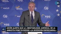 Azcón alerta que la «inestabilidad jurídica» de la amnistía pone en riesgo «la inversión empresarial»
