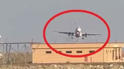 Ordu'da fırtına nedeniyle piste inemeyen uçak kamerada