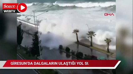 Giresun'da dalgaların ulaştığı yol suyla doldu