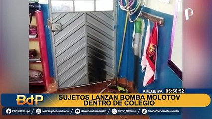 Arequipa: lanzan bomba molotov contra colegio en Cerro Colorado