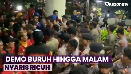 Demo Hingga Malam, Buruh Nyaris Baku Hantam dengan Petugas di Tangerang