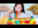 ASMR MUKBANG| Rainbow Desserts[Ice cream Honey jelly, Jelly noodles, Tiktok Jelly,Nerds Rope]