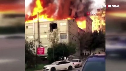 Beylikdüzü'nde 3 katlı iş yerinde yangın!