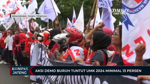 Aksi Demo Buruh di Semarang Tuntut UMK 2024 Minimal 13 Persen