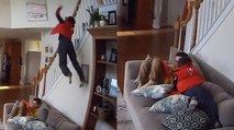 Kid Falls From STAIRS and Is Totally Chill About It!
