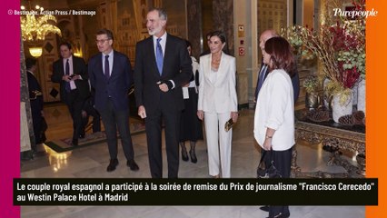 PHOTOS Letizia d'Espagne sublime en tailleur immaculé et dentelle, son mari Felipe toujours blessé