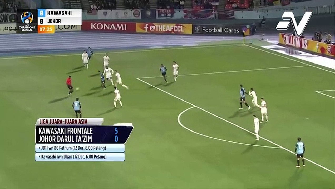 Johor Darul Ta'zim tewas besar kepada Kawasaki Frontale sekaligus peluang sukar ke peringkat seterusnya