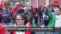 Trabajadores del Colegio de Bachilleres marchan en el Centro Histórico, CdMx