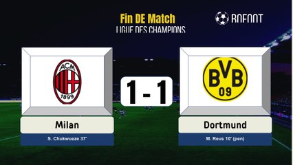 Milan - Dortmund résumé et buts (Mi-temps)- highlights, goals