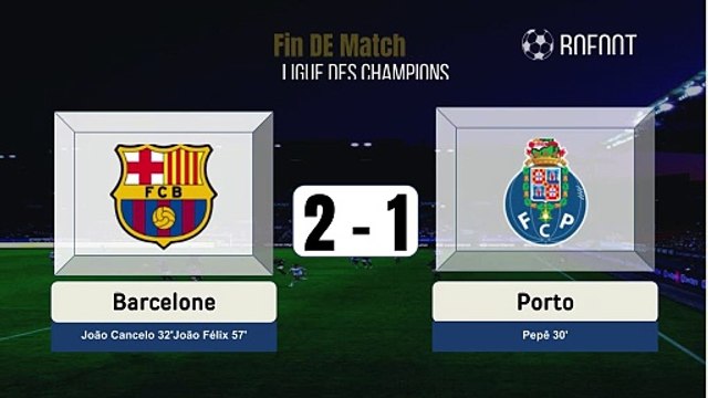 Barcelone - Porto résumé et buts (Mi-temps)- highlights, goals and stats