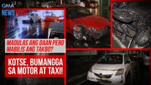 Madulas ang daan pero mabilis ang takbo? Kotse, bumangga sa motor at taxi! | GMA Integrated Newsfeed