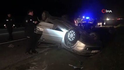 D-100’de takla atan otomobil su kanlına devrildi: 1 yaralı