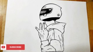 How to draw a boy wearing a helmet